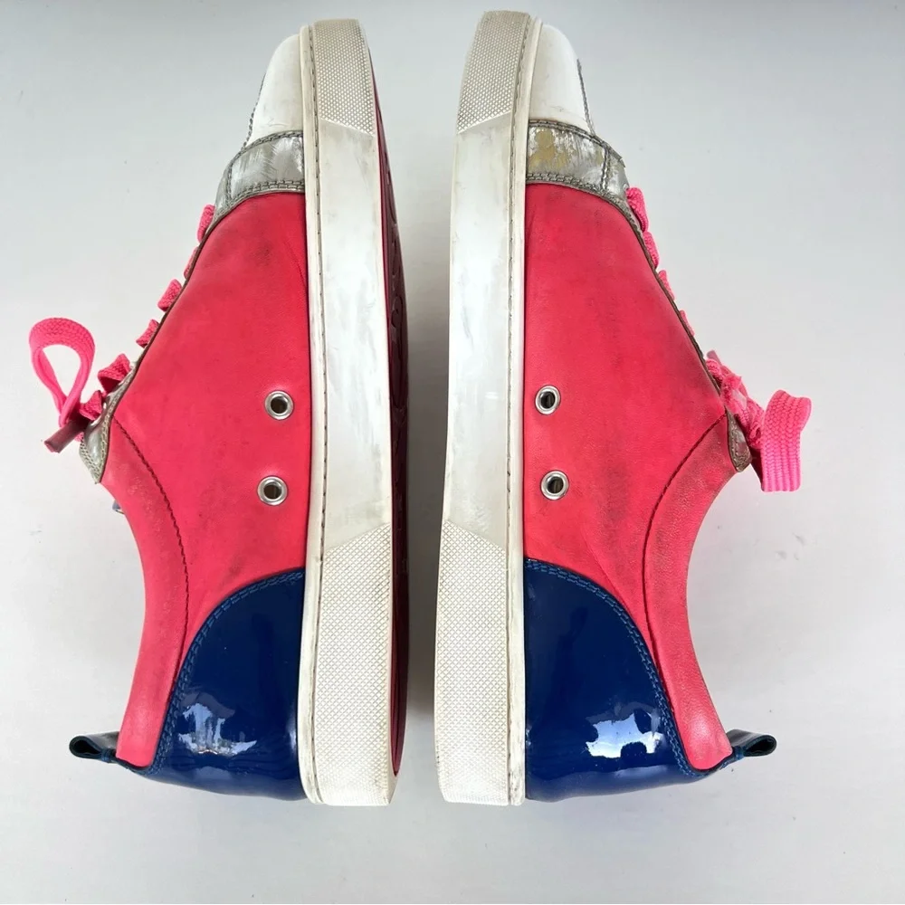 CHRISTIAN LOUBOUTIN Louis Junior Multicolor Leather Suede Lace up Sneakers Sz 42